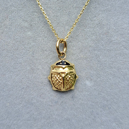 9ct Gold and Black Enamel Small Ladybird Charm