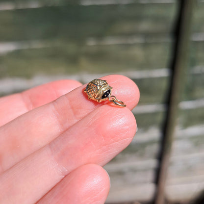 9ct Gold and Black Enamel Small Ladybird Charm
