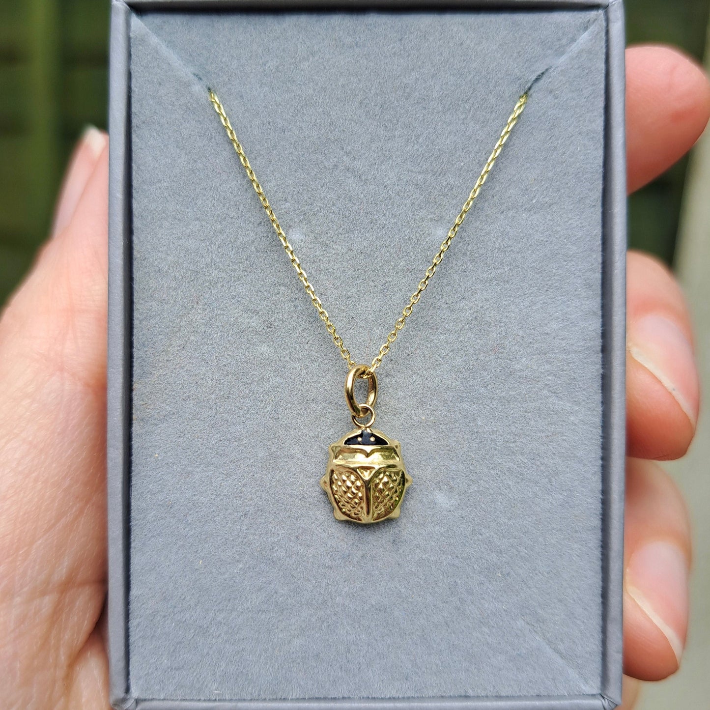 9ct Gold and Black Enamel Small Ladybird Charm