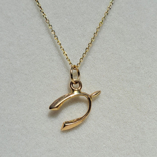 Small Vintage 9ct Gold Lucky Wishbone Charm / Pendant, 1956
