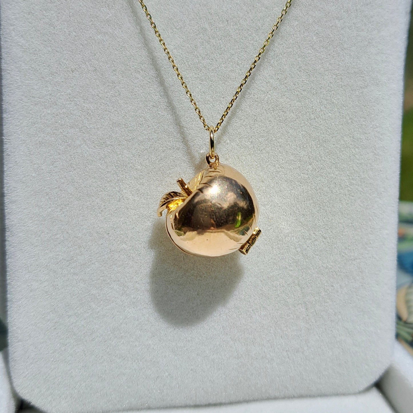 Vintage 9ct Gold Opening Apple Charm with Adam and Eve Inside, 1959