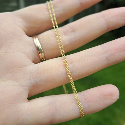 Solid 9ct Yellow Gold Cable Chain Necklace, 1mm