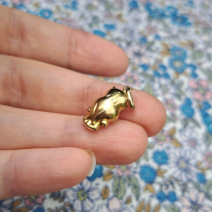 Vintage 9ct Gold Puffy Owl Charm / Pendant, 1990s