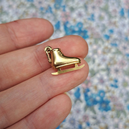Vintage 9ct Gold Ice Skate Charm, 1995