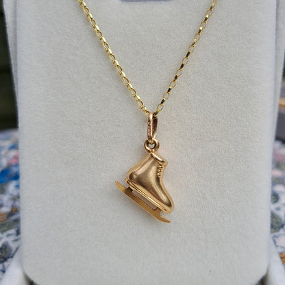 Vintage 9ct Gold Ice Skate Charm, 1995