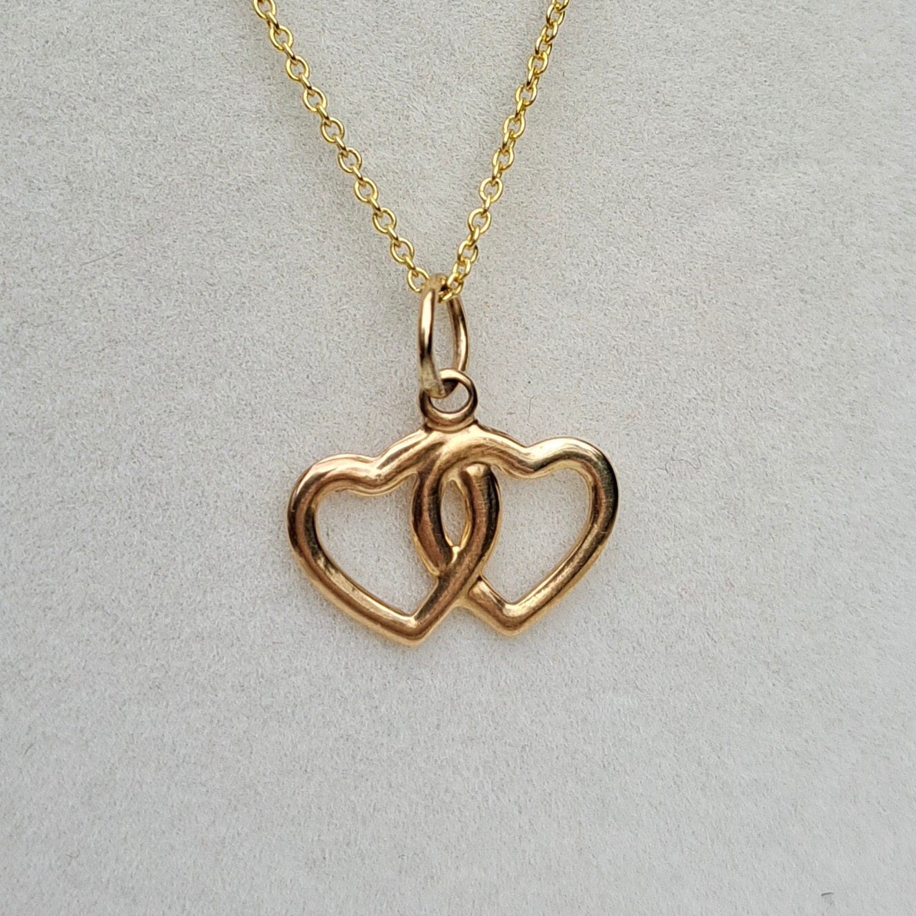 Vintage 9ct Gold Double Heart Charm / Pendant