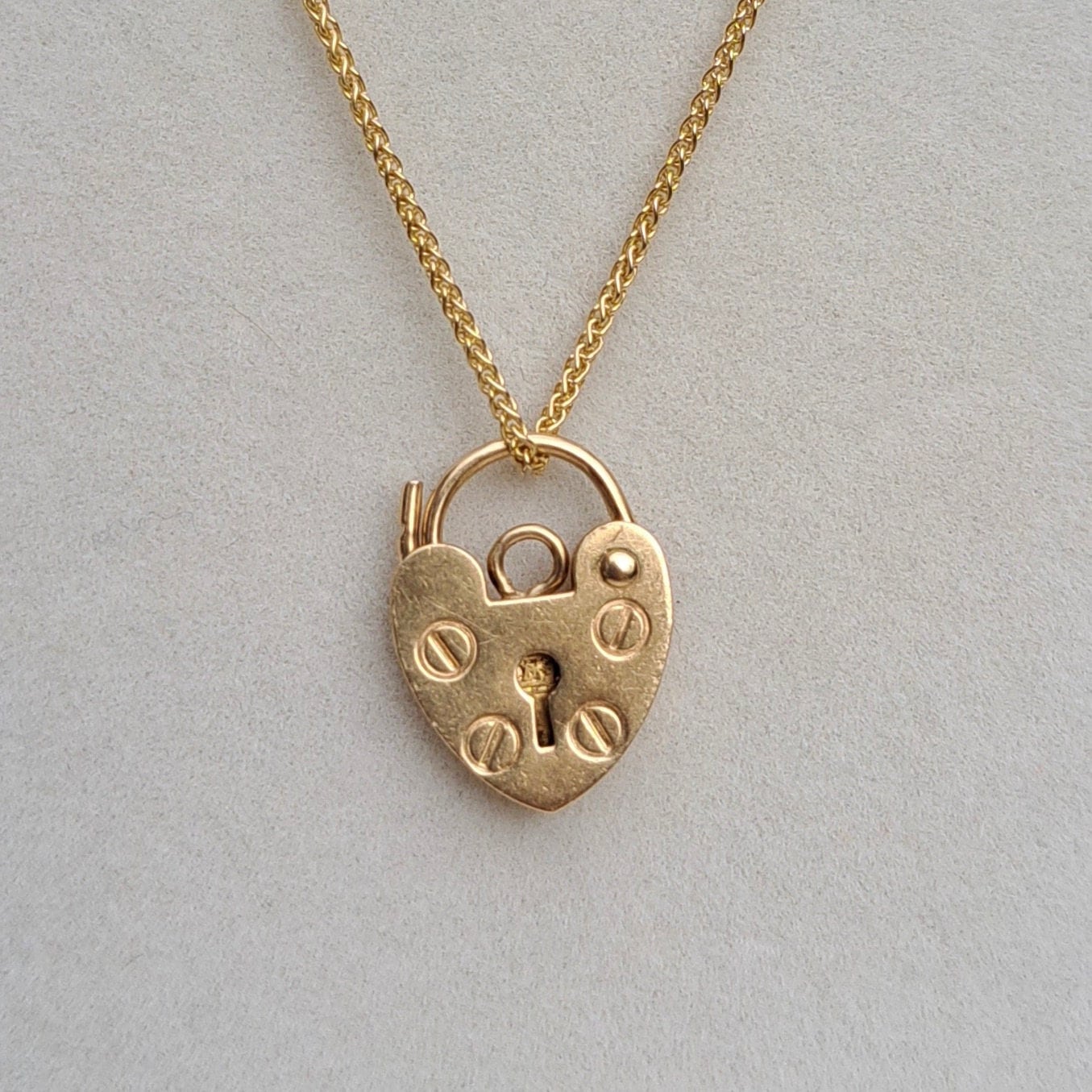 Vintage 9ct Gold Heart Padlock Clasp / Pendant, c1990s