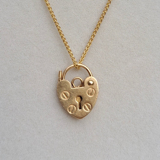 Vintage 9ct Gold Heart Padlock Clasp / Pendant, c1990s