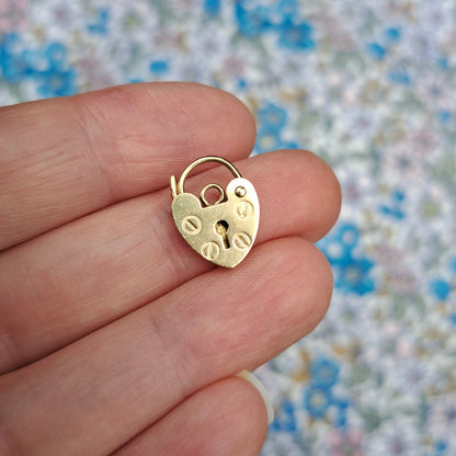 Vintage 9ct Gold Heart Padlock Clasp / Pendant, c1990s