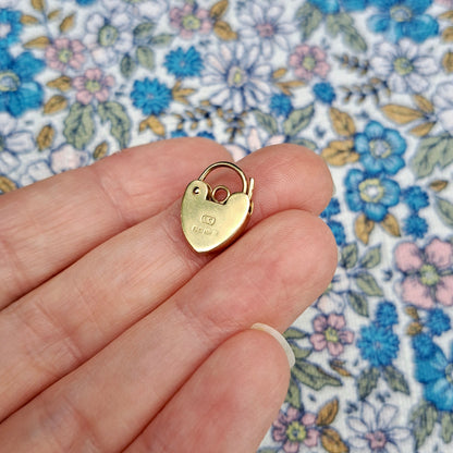 Vintage 9ct Gold Heart Padlock Clasp / Pendant, c1990s