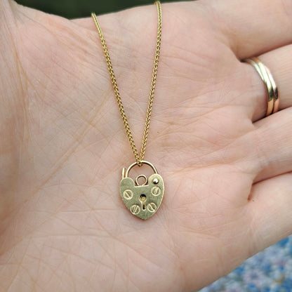 Vintage 9ct Gold Heart Padlock Clasp / Pendant, c1990s