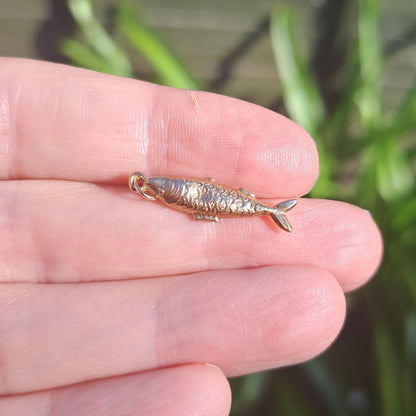 Vintage 9ct Gold Fish Charm / Small Pendant, 1966