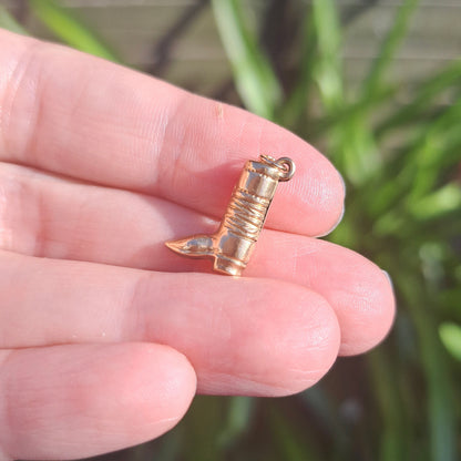 Vintage 9ct Gold Cowboy Boot Charm / Pendant, 1971