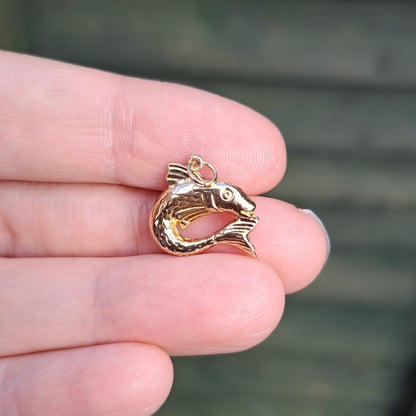 Vintage 9ct Gold Fish Charm, 1960s