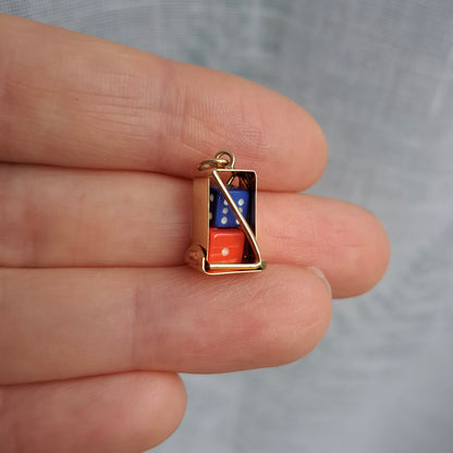 Vintage 9ct Gold Caged Dice Charm, 1977