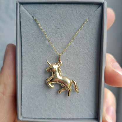 9ct Yellow Gold Puffy Unicorn Charm