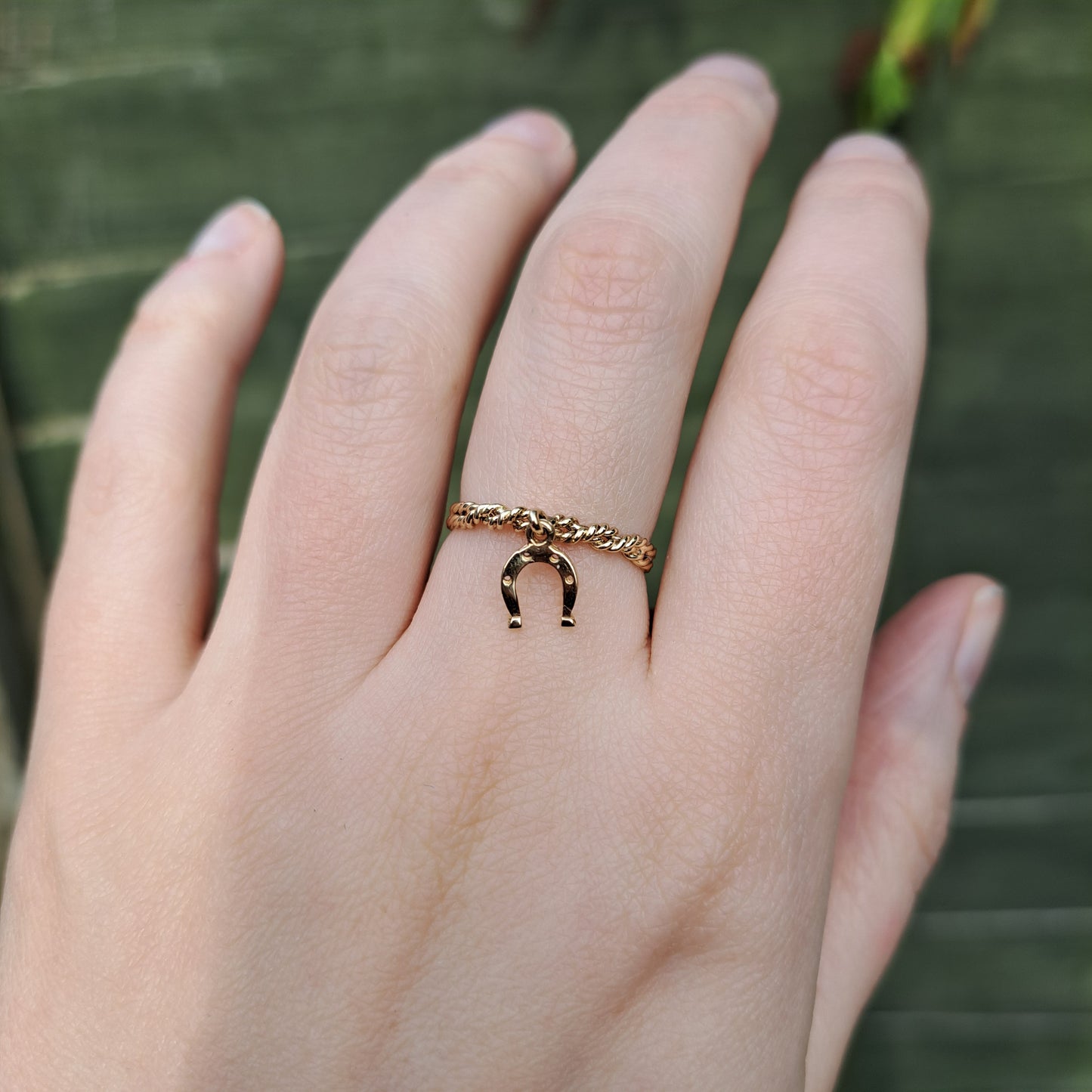 Vintage 9ct Gold Horseshoe Dangle Ring, 1981