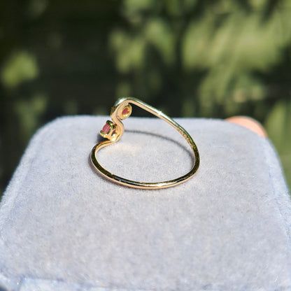 Vintage 9ct Gold and Pink Agate Dainty Ring, 1976