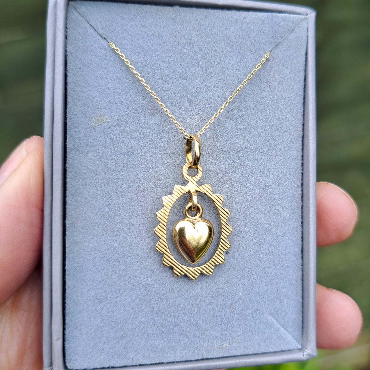 Vintage 9ct Gold Heart Dangle Pendant, 1978