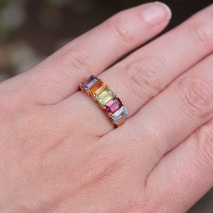 Vintage 9ct Gold Multi Gemstone Ring, 1993