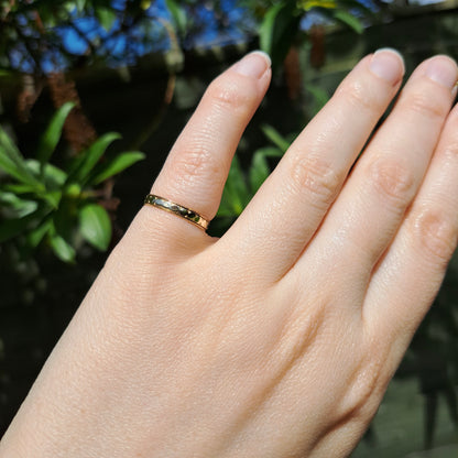 Vintage 9ct Gold Skinny Patterned Band Ring, 1989