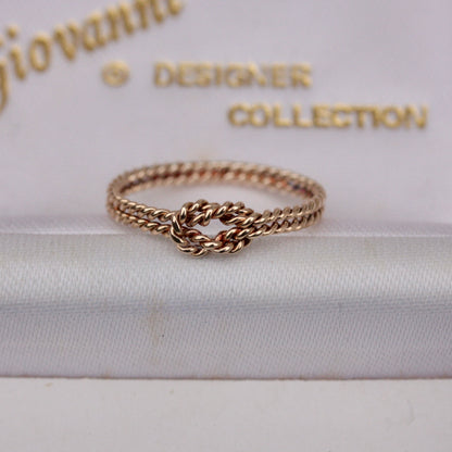 Dainty Vintage 9ct Gold Rope Knot Ring