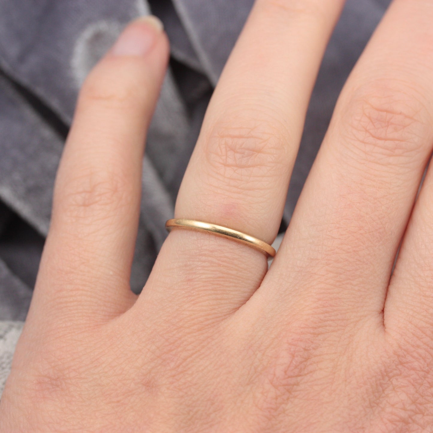 Vintage 9ct Gold Skinny Band Ring, 1950