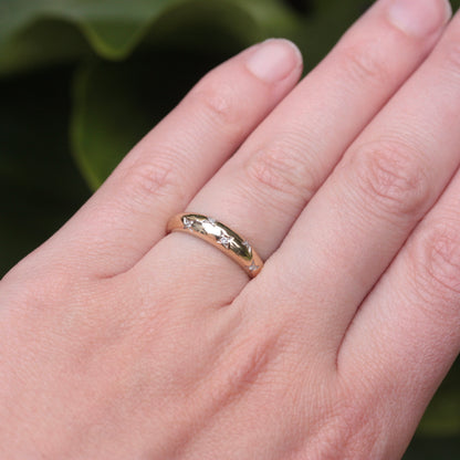 Pre-owned 9ct Gold Star Set Diamond Domed Ring