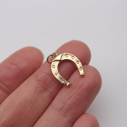 Vintage 9ct Gold Horseshoe Charm, 1974