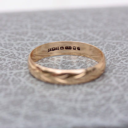Vintage 9ct Gold Hearts Band Ring, 1989