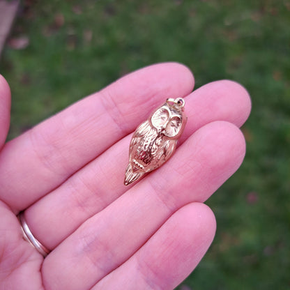 Vintage 9ct Gold Owl Pendant / Charm, 1994