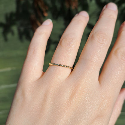 Vintage 9ct Yellow Gold Skinny Twist Band Ring, 1977
