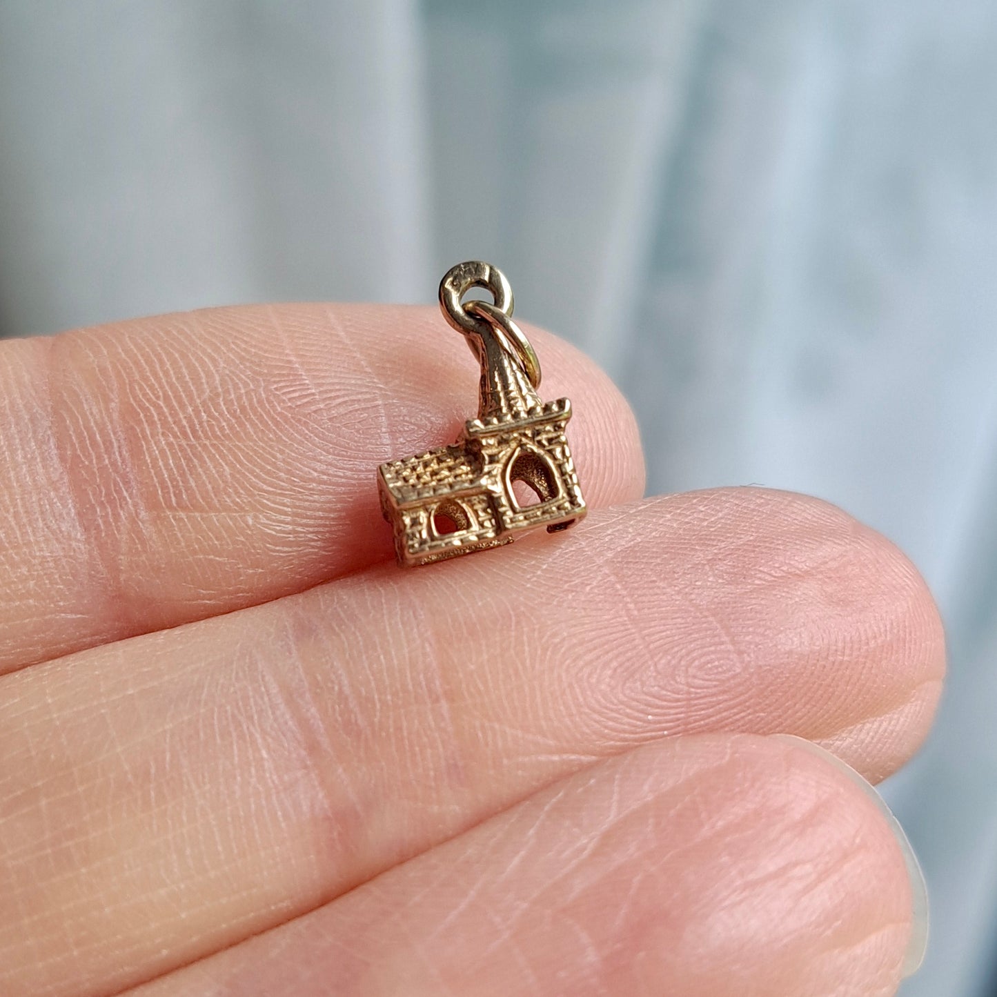 Vintage 9ct Gold Mini Church Charm