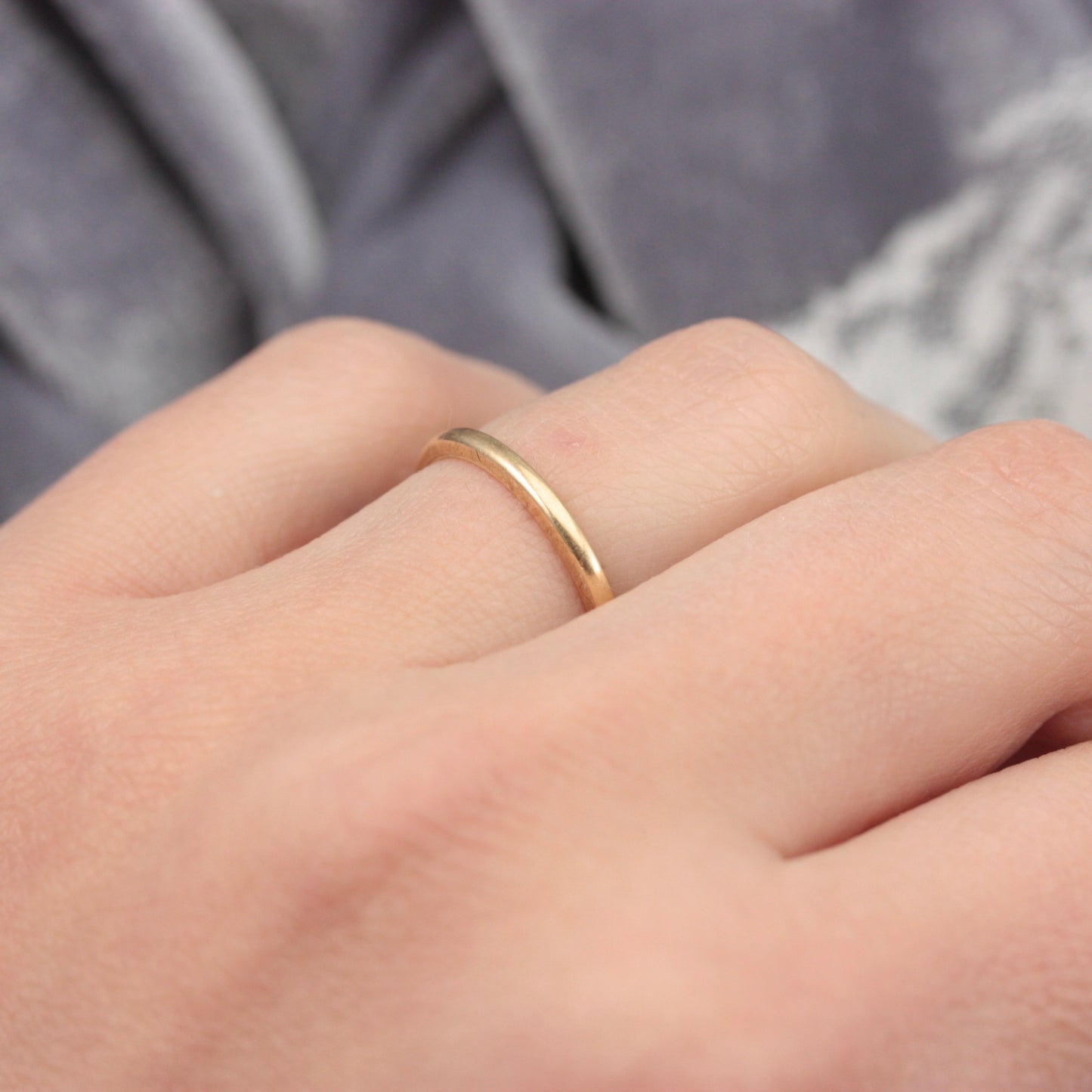 Vintage 9ct Gold Skinny Band Ring, 1950
