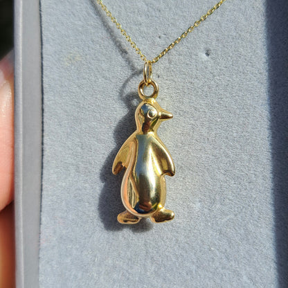 Vintage Yellow Gold Penguin Charm, 1990s