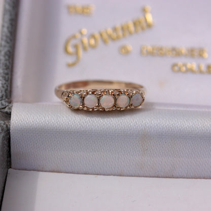 Vintage 9ct Gold Opal 5 Stone Ring