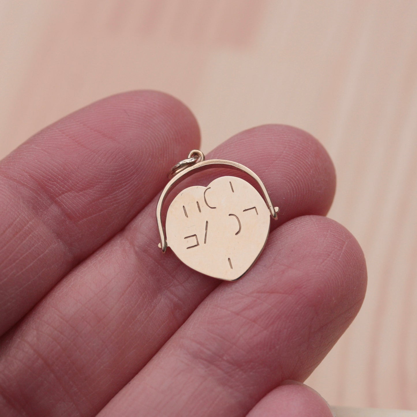 Vintage 9ct Gold "I LOVE YOU" Heart Spinner Pendant