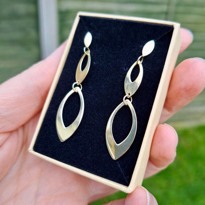 Late Vintage 9ct Gold Open Dangle Earrings