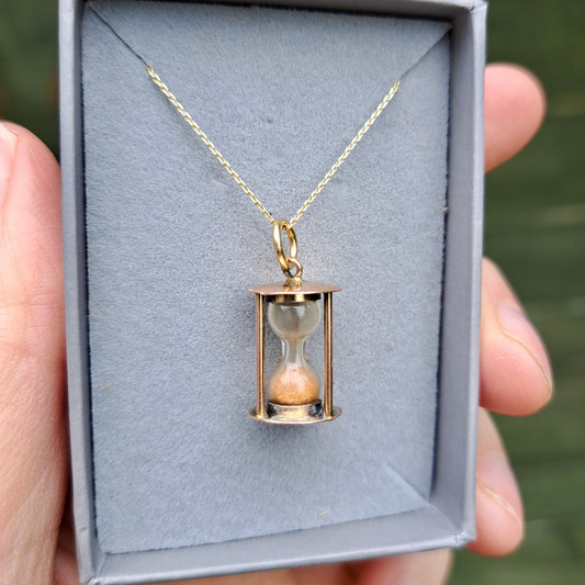 Vintage 9ct Gold Sand Timer / Hourglass Charm, 1960s