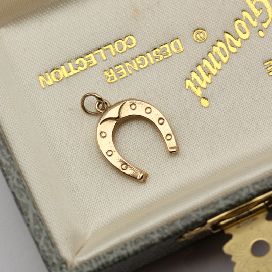 vintage gold horseshoe charm 1974