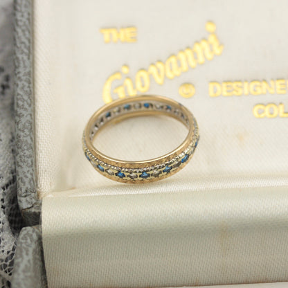 Vintage 9ct Gold, Blue and White Spinel Eternity Ring, 1972