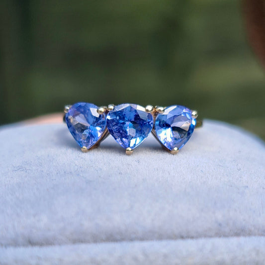 Pre-owned 9ct Gold Tanzanite Three Stone Ring, 2014