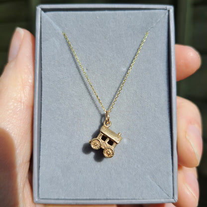 9ct Gold Mini Gypsy Caravan Charm / Pendant
