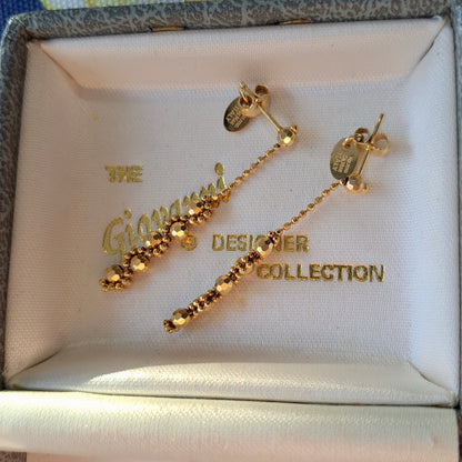Pre-owned 9ct gold Beaded Dangle Earrings, Silmar Italy
