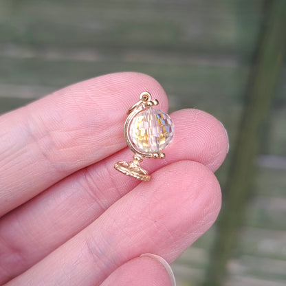 Vintage 9ct Gold Aurora Borealis Spinning Globe Charm