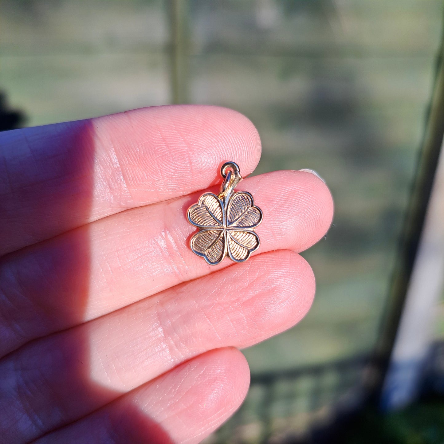 Vintage 9ct Gold Lucky 4 Leaf Clover Charm, 1975