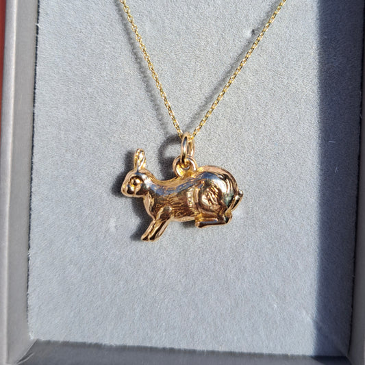 Vintage 9ct Gold Rabbit Charm, 1955