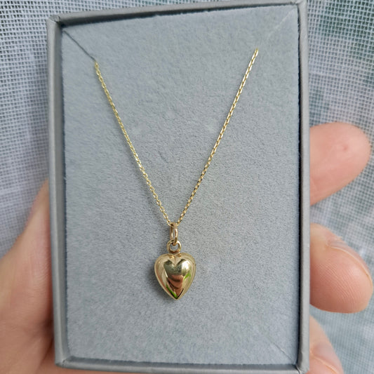 Vintage 9ct Gold Mini Puffy Heart Charm
