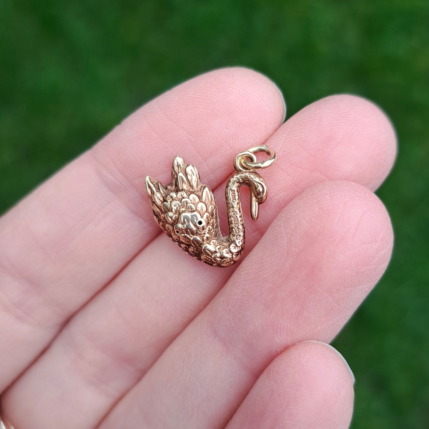 Vintage 9ct Gold Swan Charm, 1963