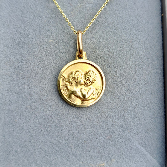 Pre-owned 9ct Yellow Gold Round Cherubs / Angels Charm